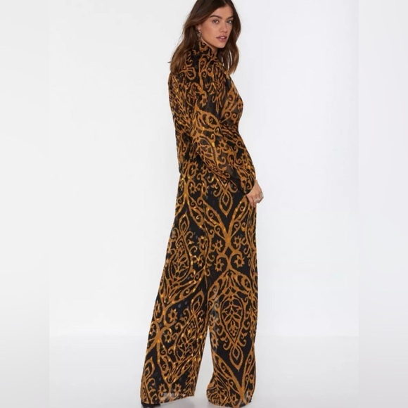 Nasty Gal Black and Brown Patterned Jumpsuit - Picture 2 of 3